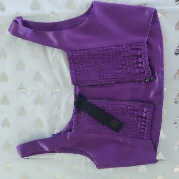 House of Harlow 1960 Purple Satin Crop Top, Size S. - Picture 5 of 7